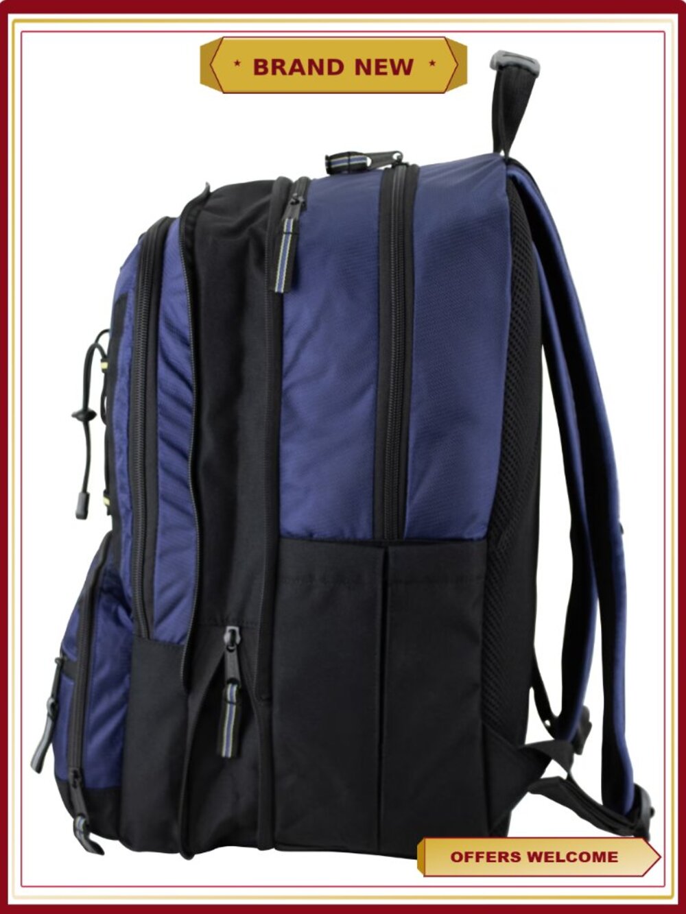 Expandable Recycled Backpack with Bungee, Padded Straps, 19 Inch - Picture 5 of 8